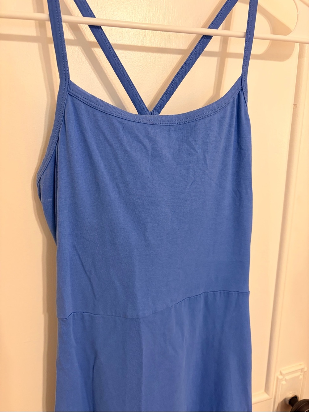 Blue Strappy Midi Dress with Cross Back - Picture 2 of 4